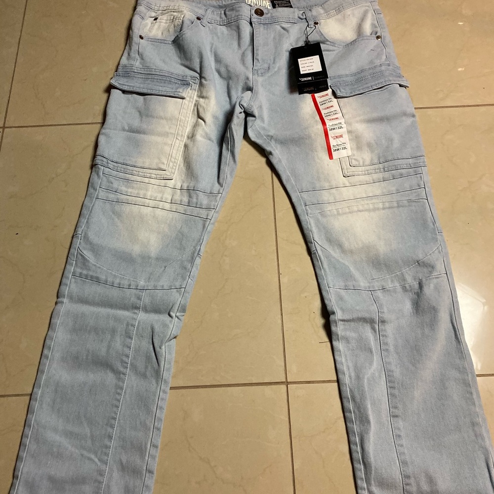 Genuine light blue denim jeans